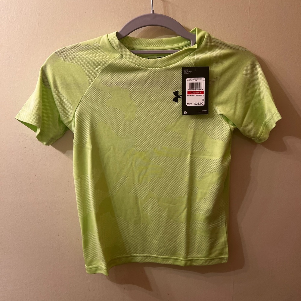 Under Armour Boys Youth Lime Green Camo Pattern Tee